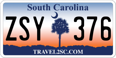 SC license plate ZSY376