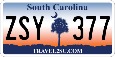 SC license plate ZSY377