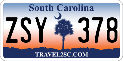 SC license plate ZSY378