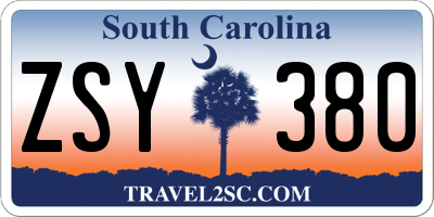 SC license plate ZSY380