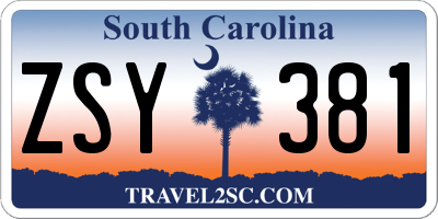SC license plate ZSY381
