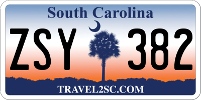 SC license plate ZSY382