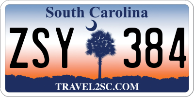 SC license plate ZSY384