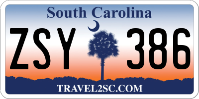 SC license plate ZSY386
