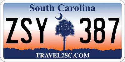SC license plate ZSY387