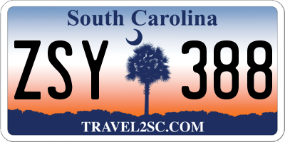 SC license plate ZSY388