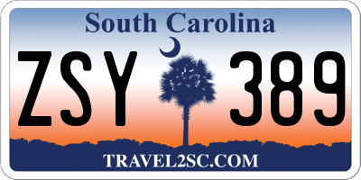 SC license plate ZSY389