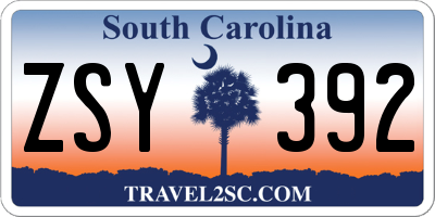 SC license plate ZSY392
