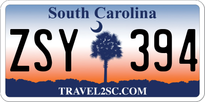 SC license plate ZSY394