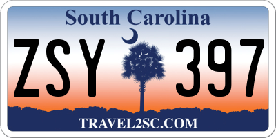 SC license plate ZSY397
