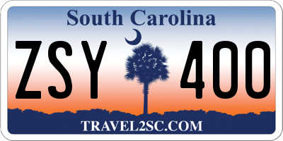 SC license plate ZSY400