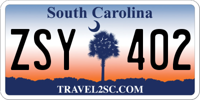 SC license plate ZSY402