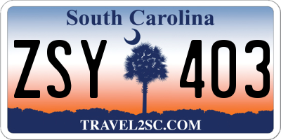 SC license plate ZSY403
