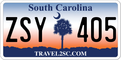 SC license plate ZSY405
