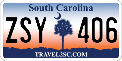 SC license plate ZSY406