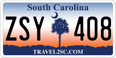 SC license plate ZSY408
