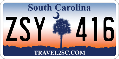 SC license plate ZSY416