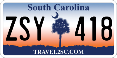 SC license plate ZSY418