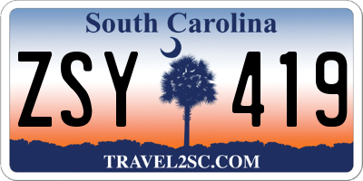 SC license plate ZSY419