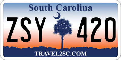SC license plate ZSY420