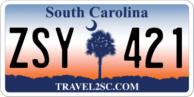 SC license plate ZSY421