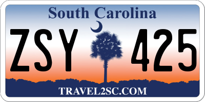 SC license plate ZSY425