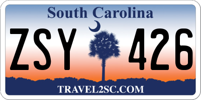 SC license plate ZSY426