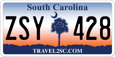 SC license plate ZSY428