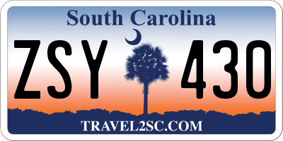 SC license plate ZSY430