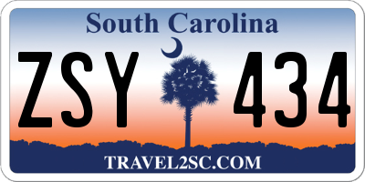 SC license plate ZSY434