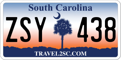SC license plate ZSY438