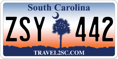 SC license plate ZSY442