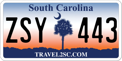 SC license plate ZSY443