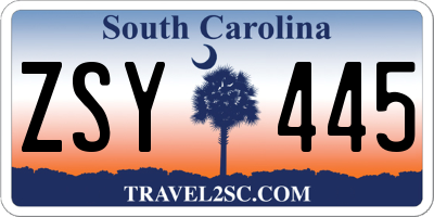 SC license plate ZSY445