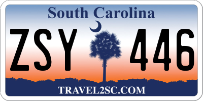 SC license plate ZSY446