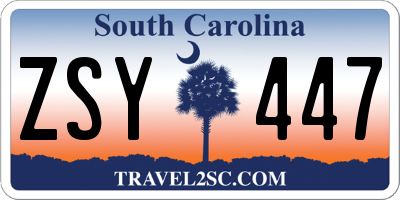 SC license plate ZSY447