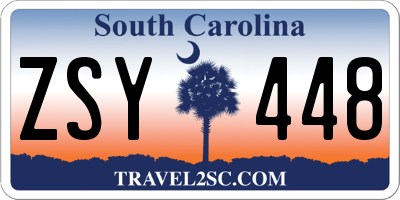 SC license plate ZSY448