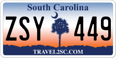SC license plate ZSY449