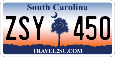 SC license plate ZSY450