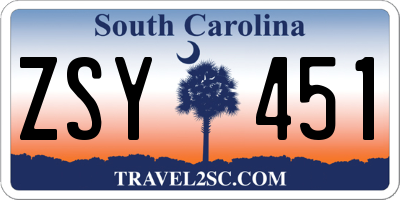 SC license plate ZSY451