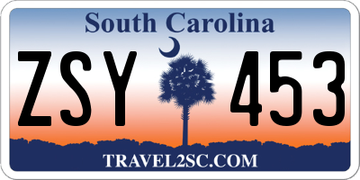 SC license plate ZSY453