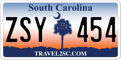 SC license plate ZSY454