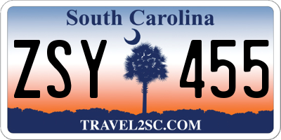 SC license plate ZSY455