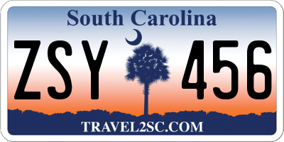 SC license plate ZSY456