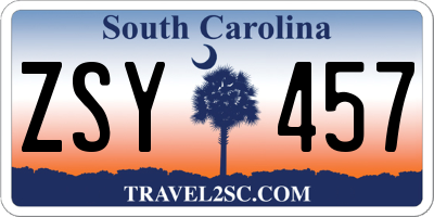 SC license plate ZSY457