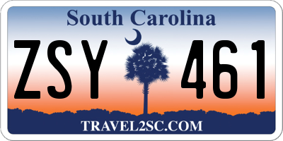 SC license plate ZSY461