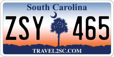 SC license plate ZSY465