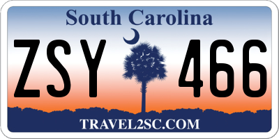 SC license plate ZSY466