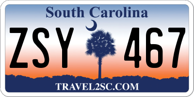 SC license plate ZSY467
