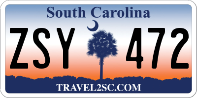SC license plate ZSY472